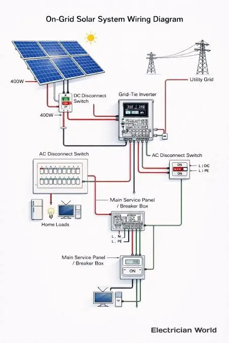 Solar panels for a grid connected system